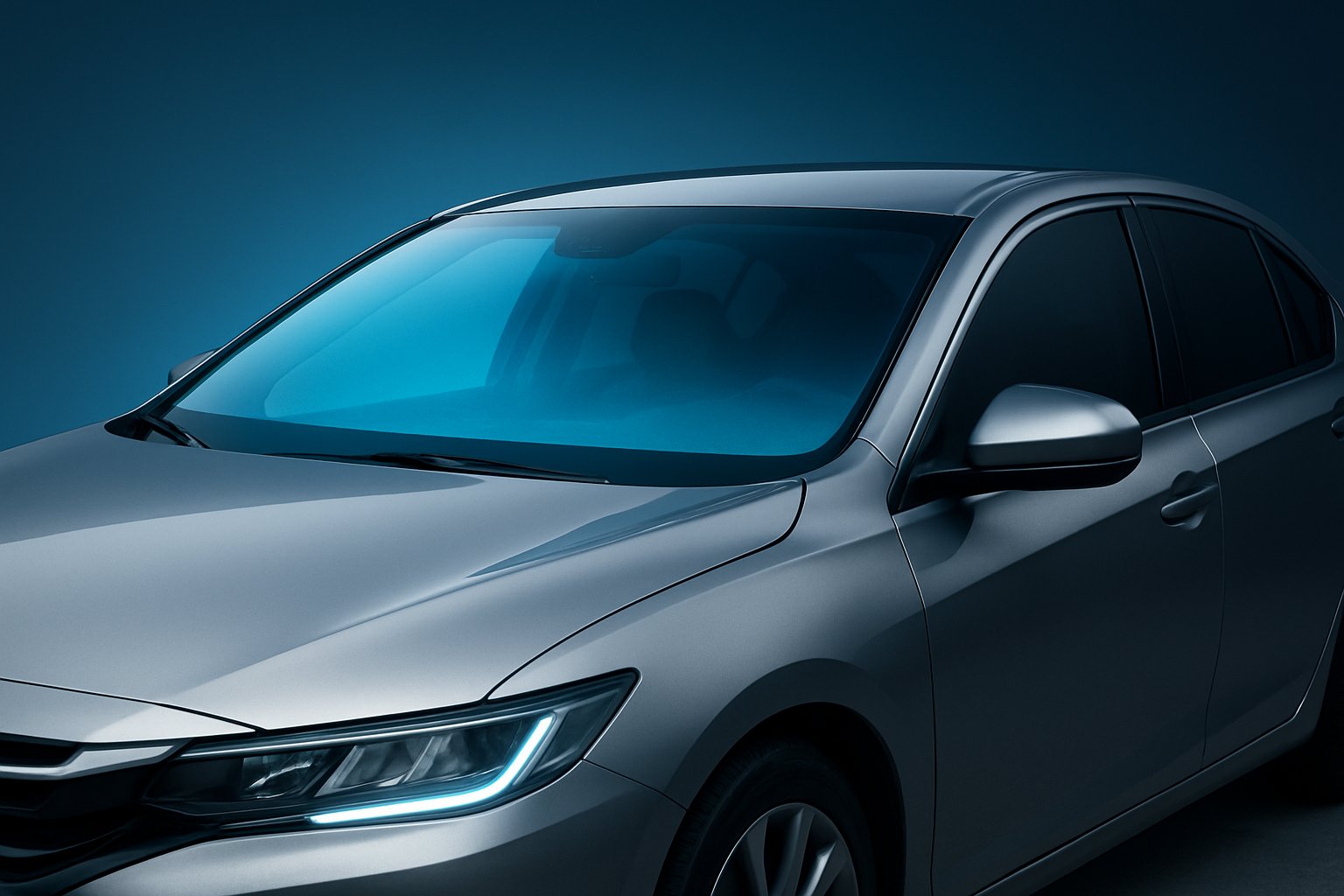 Modern windshield and side glass finished with premium ceramic window film